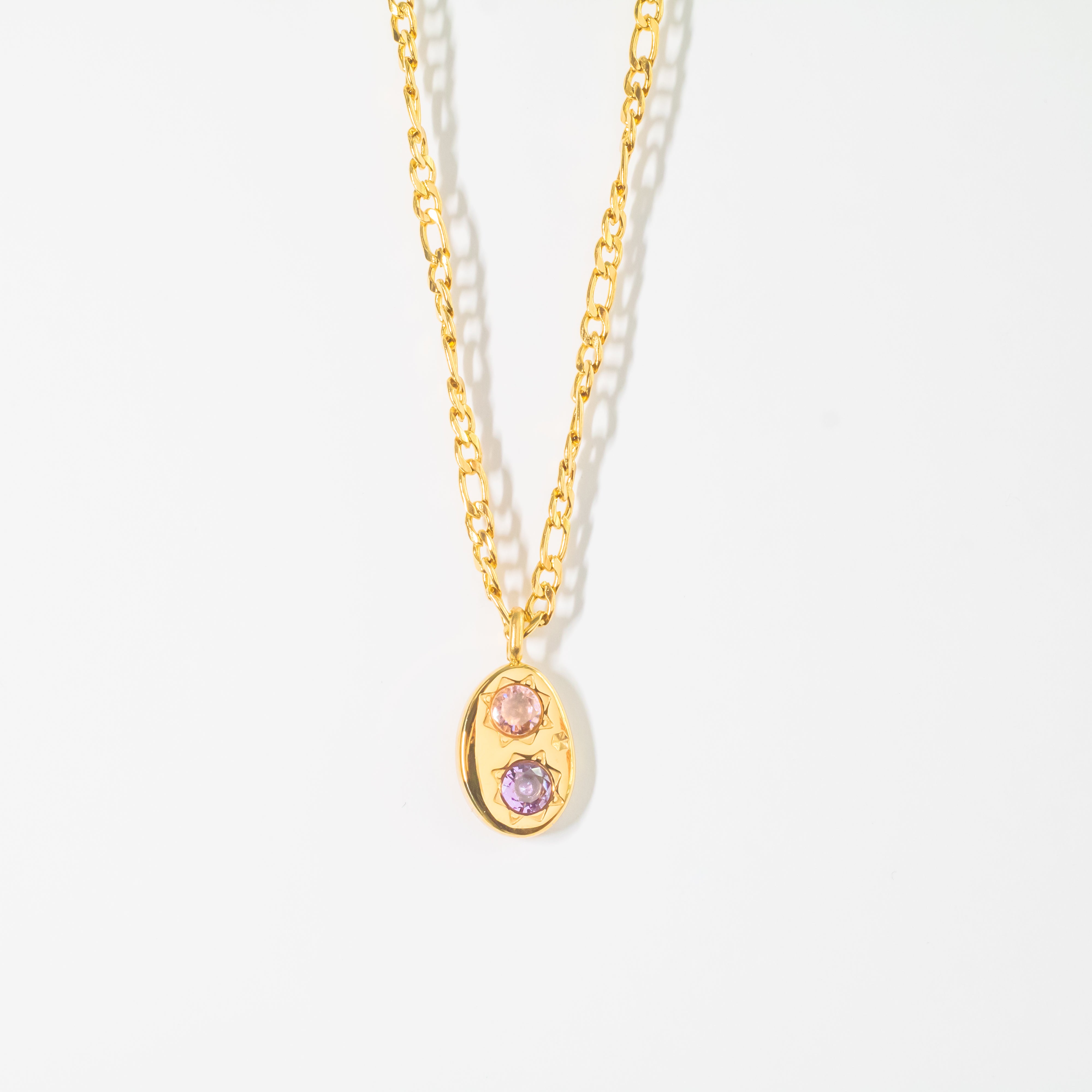 Collar Con Dije Con Piedras Lila y Violeta