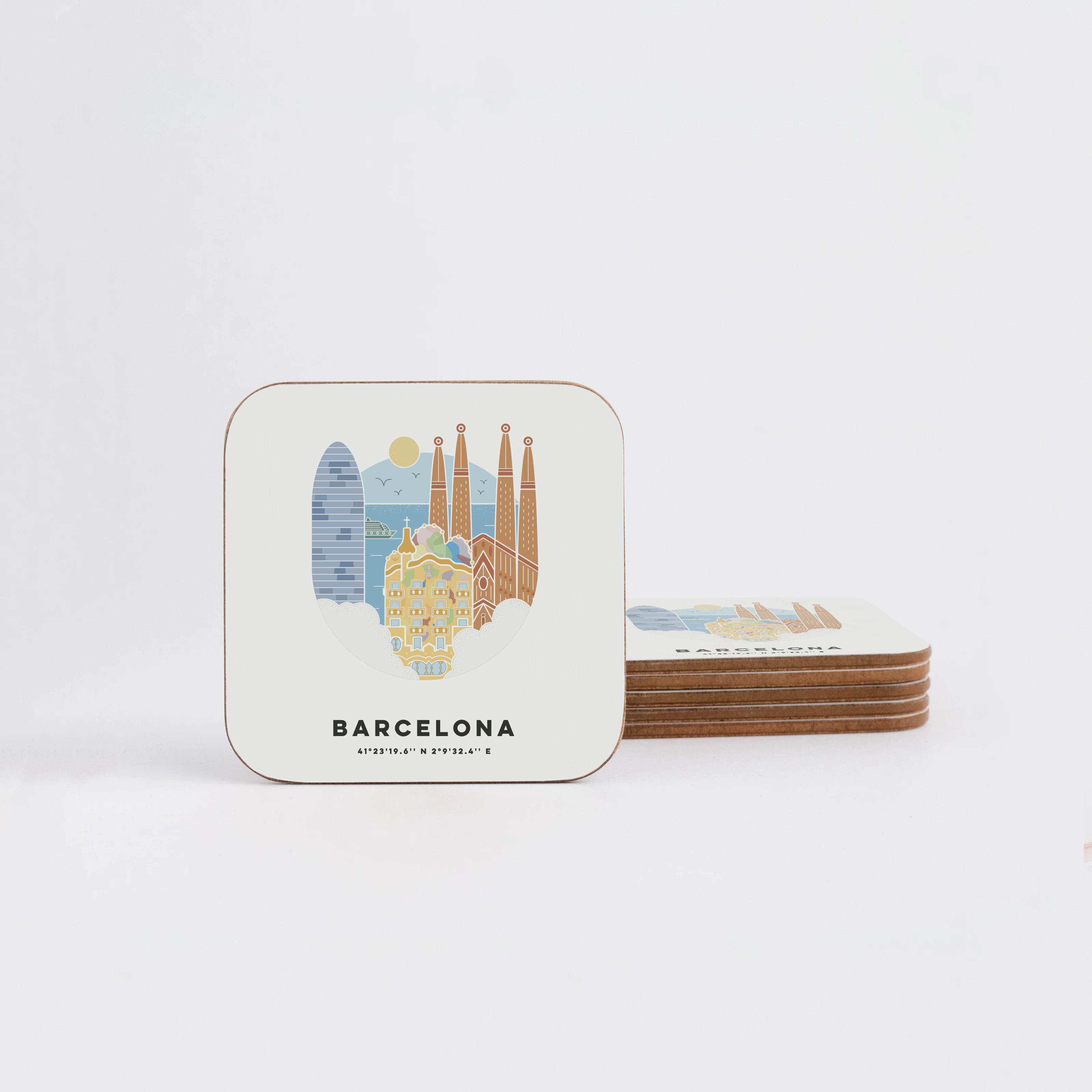 Barcelona Cityscape Colour Coaster