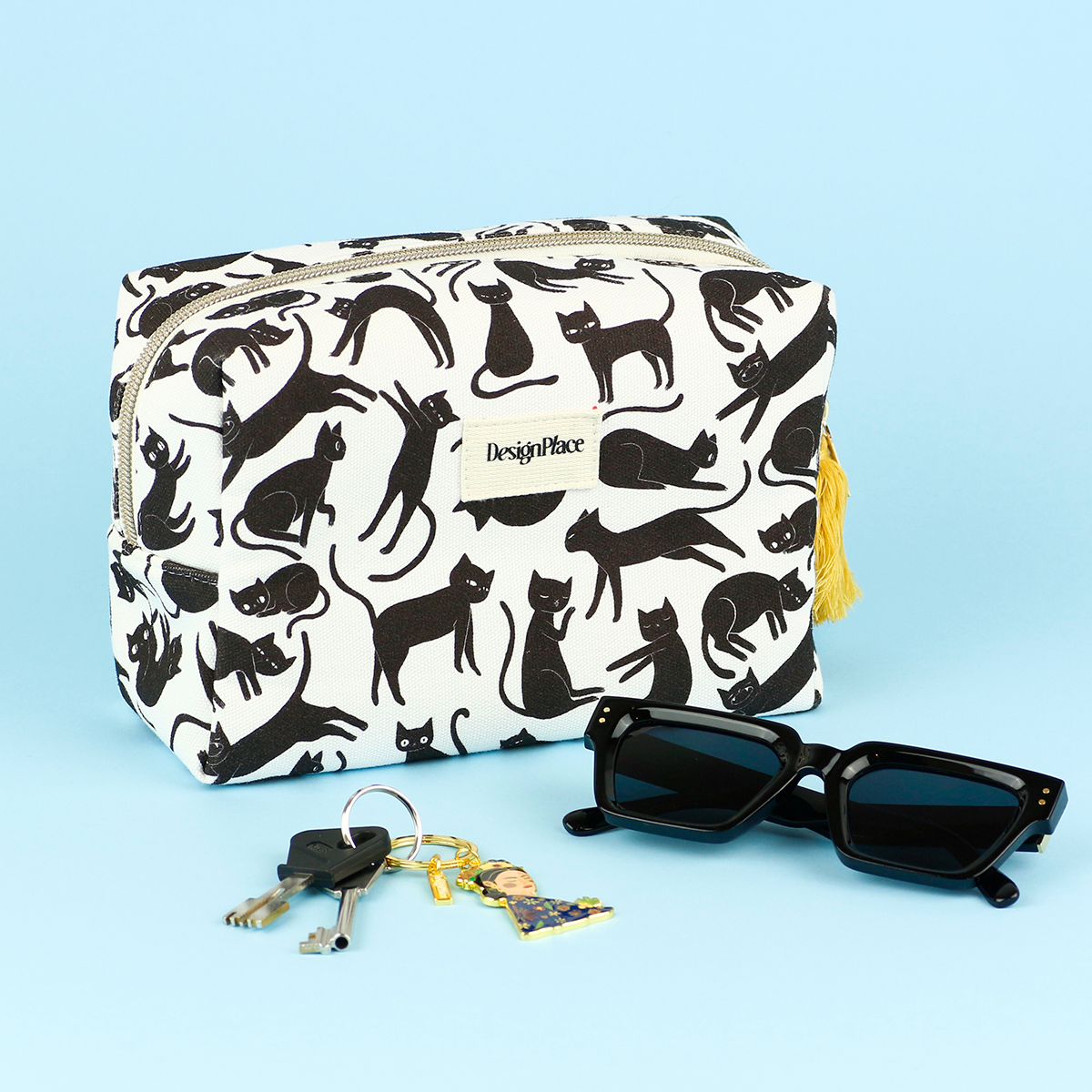 Black Cats Cotton Pouch Large