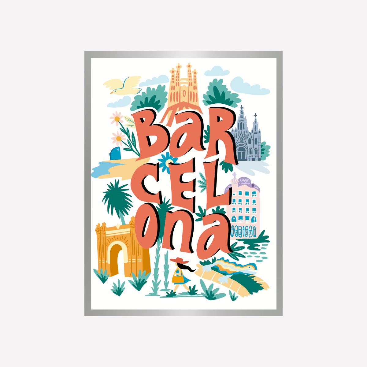 Barcelona Lettering Grafico Art Print