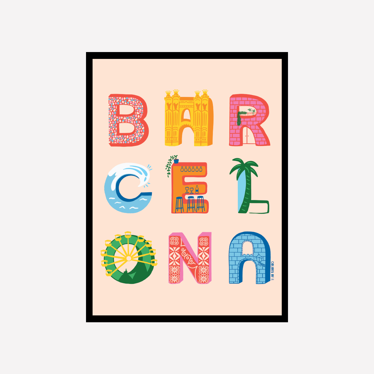 Barcelona en letras Art Print