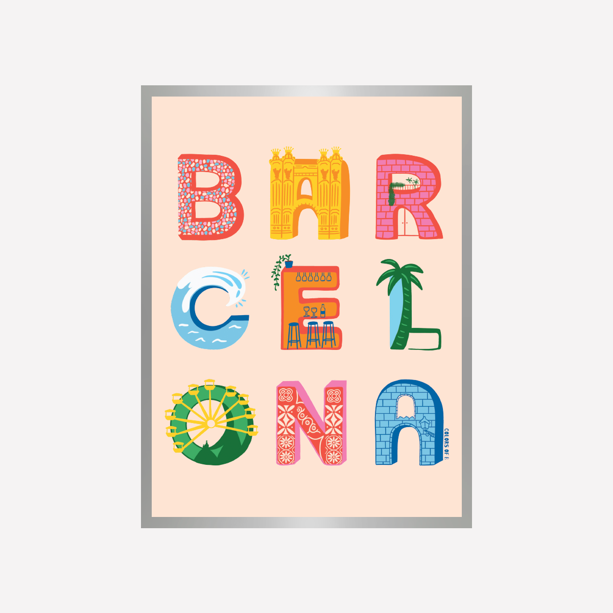Barcelona en letras Art Print