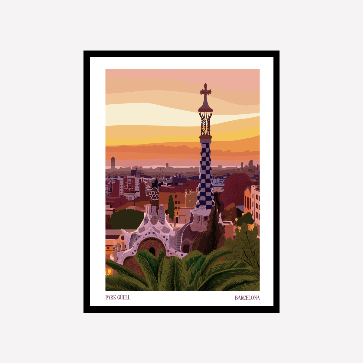 Vector Park Guell Atardecer BCN A4