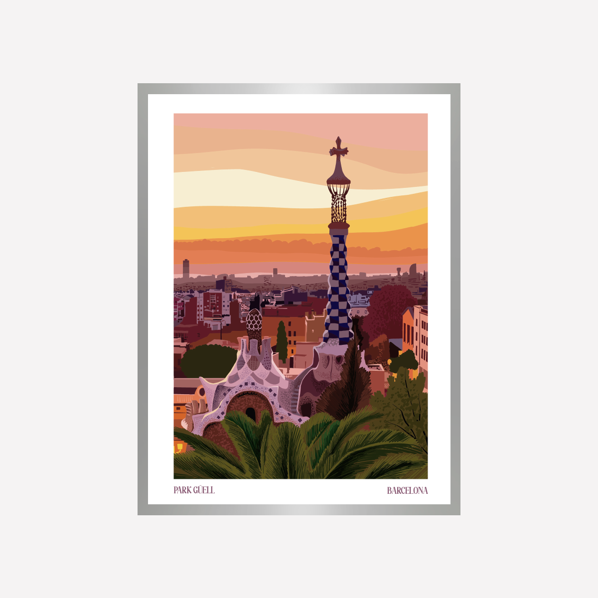 Vector Park Guell Atardecer BCN A4
