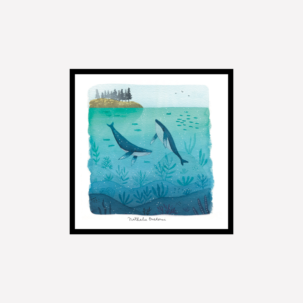 Two Whales Swimming Art Print