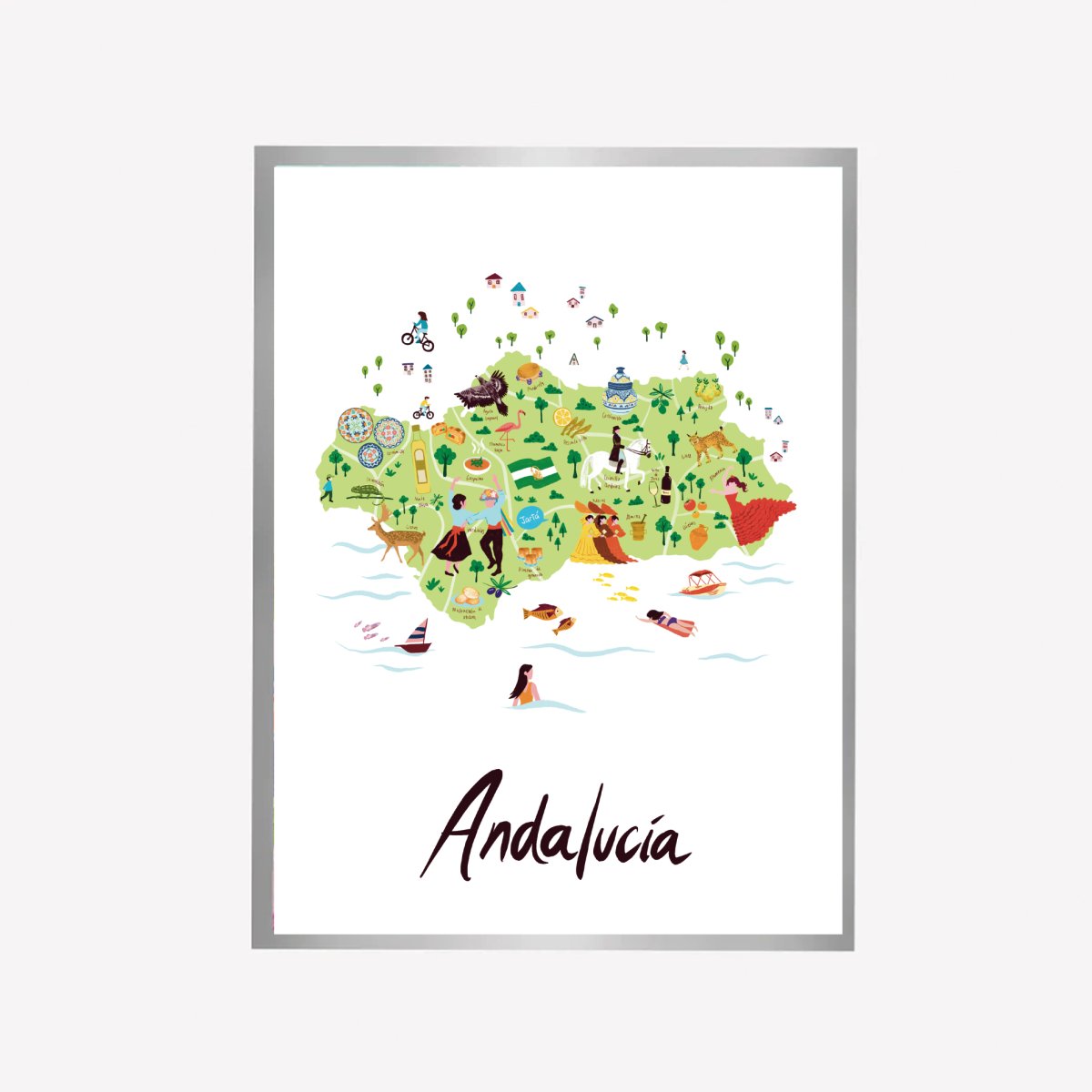 Andalucía Illustrated Map Art Print - DesignPlace