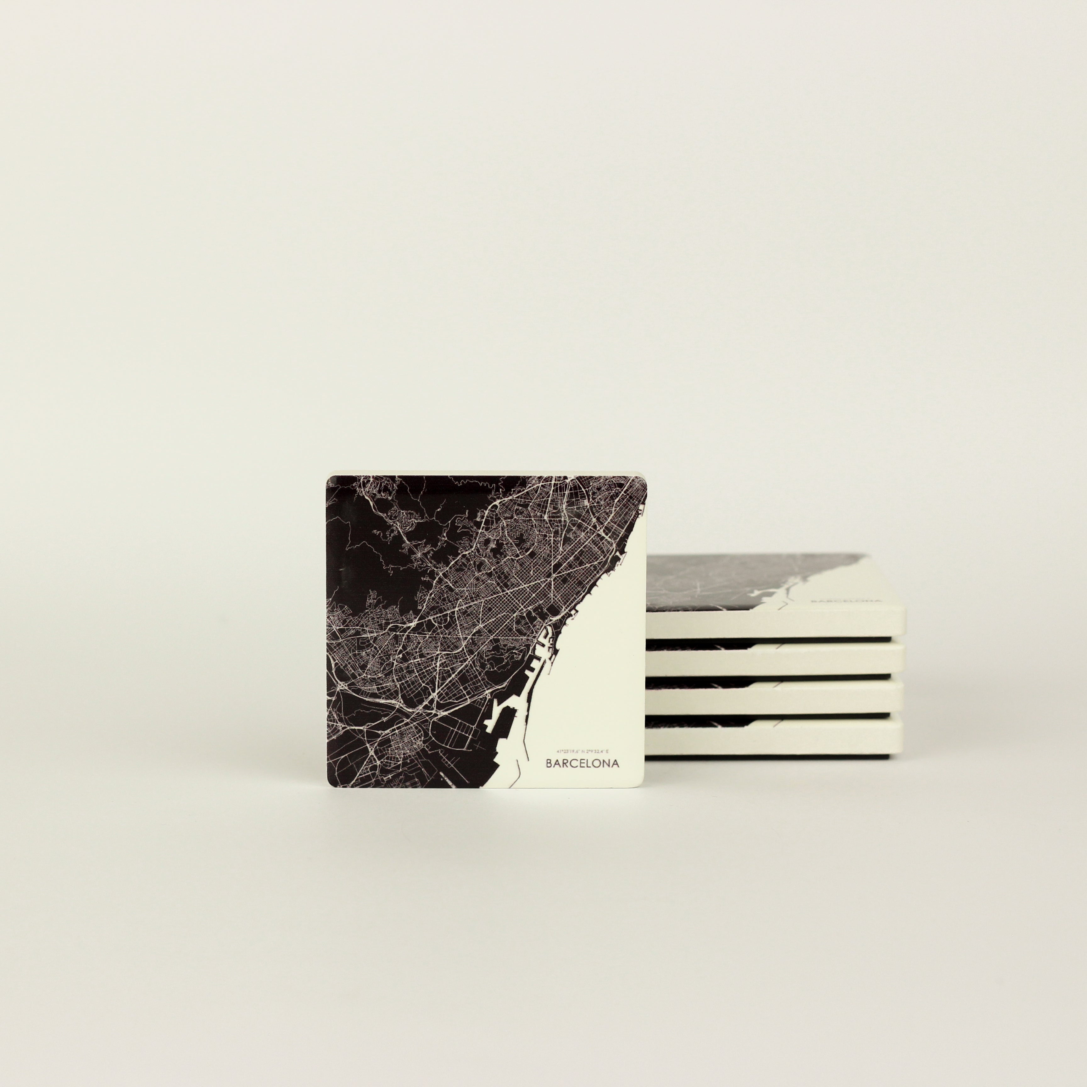 Barcelona Black & White Map Ceramic Magnet