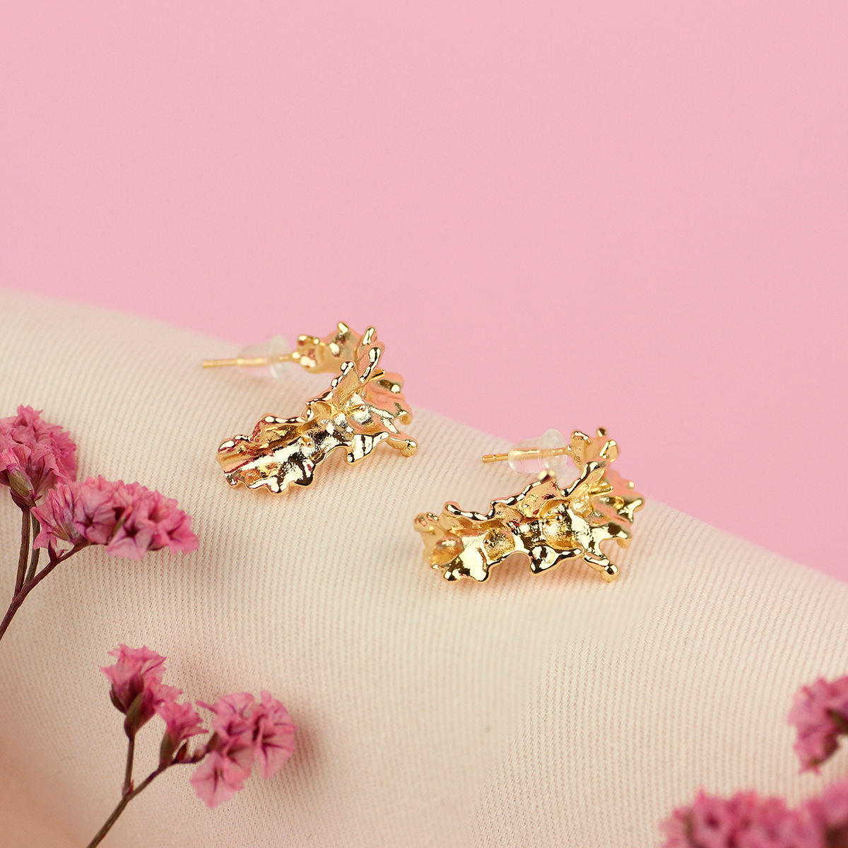 Pendientes Simil Coral Gold