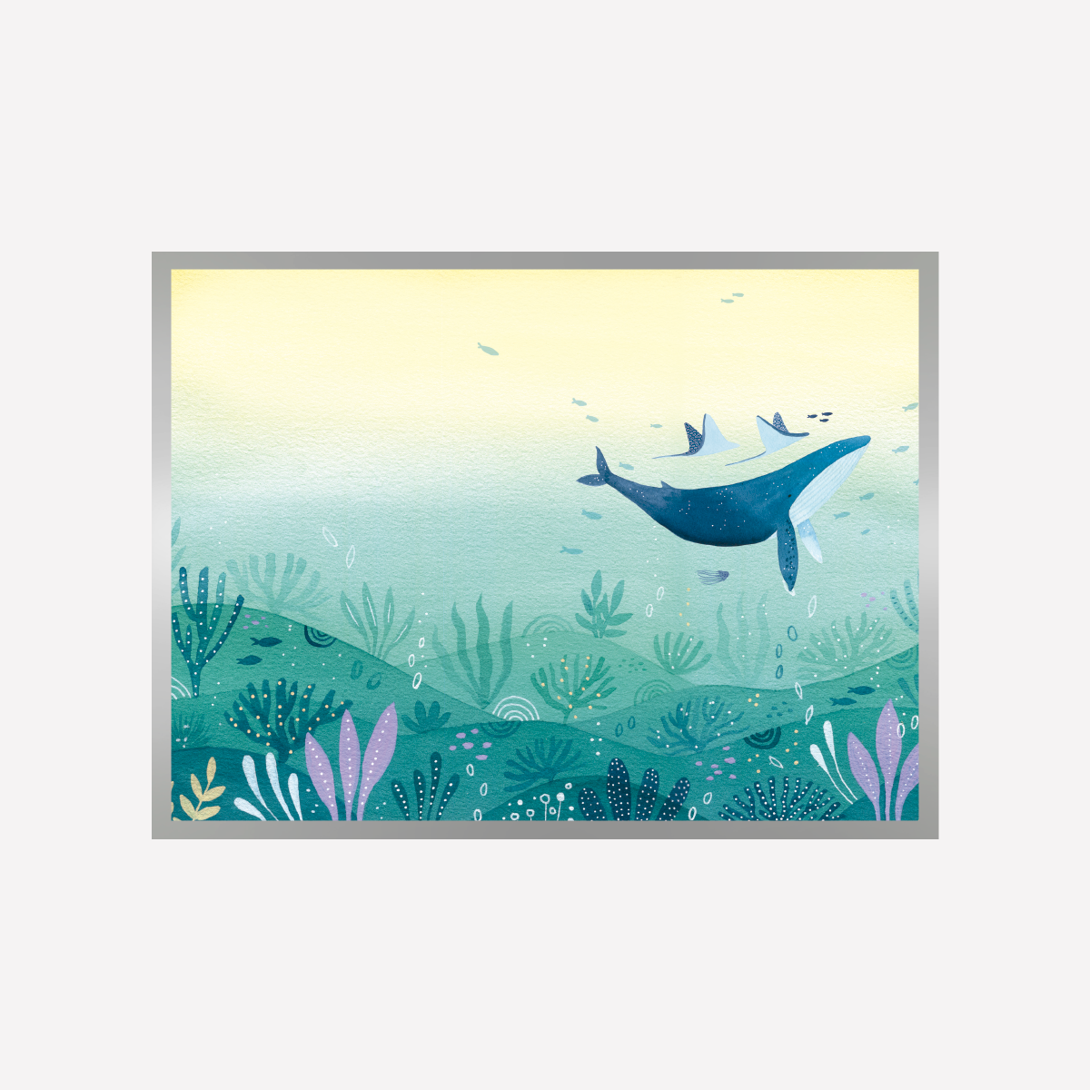 Underwater Whale and Two Rays Art Print
