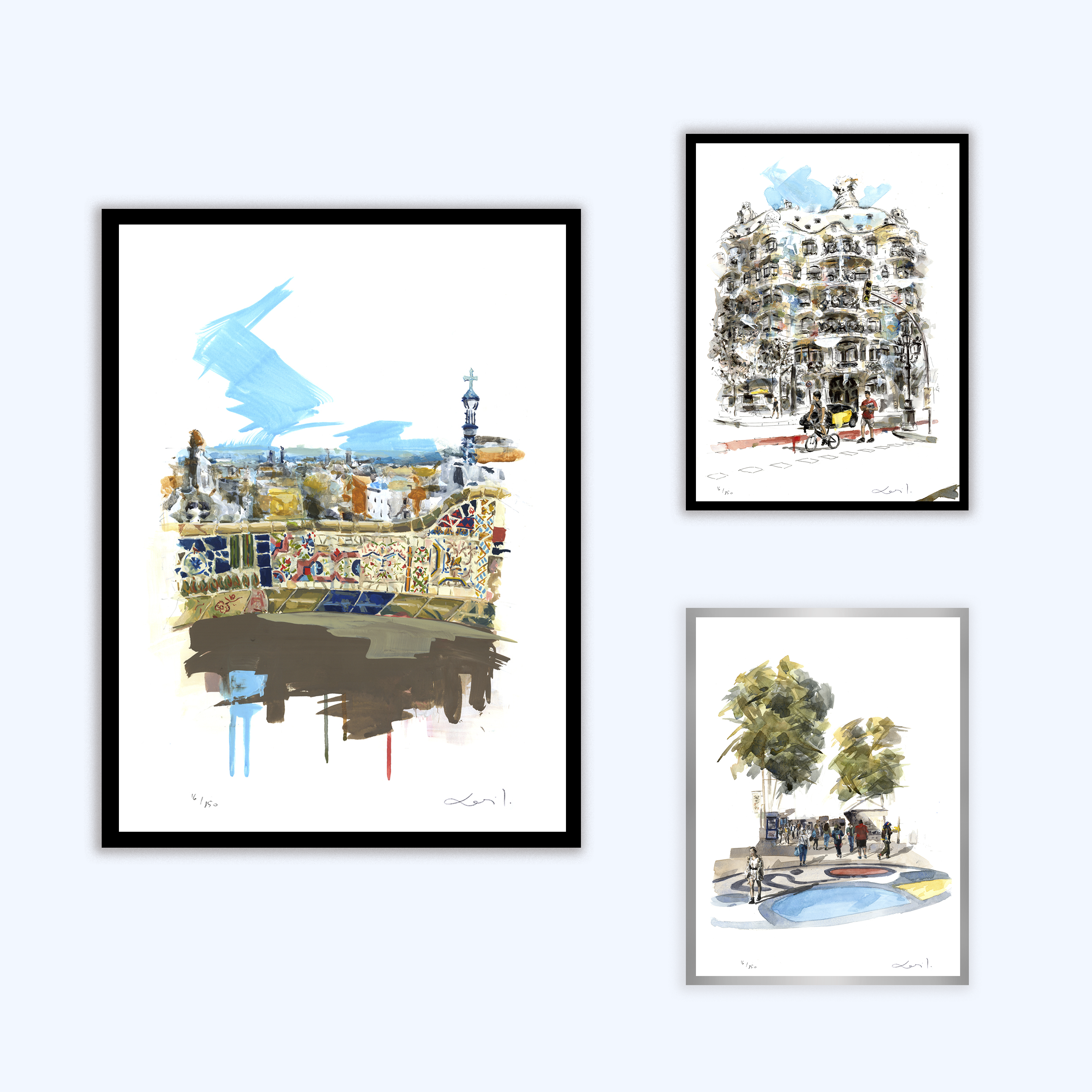 Colourful Park Güell Art Print