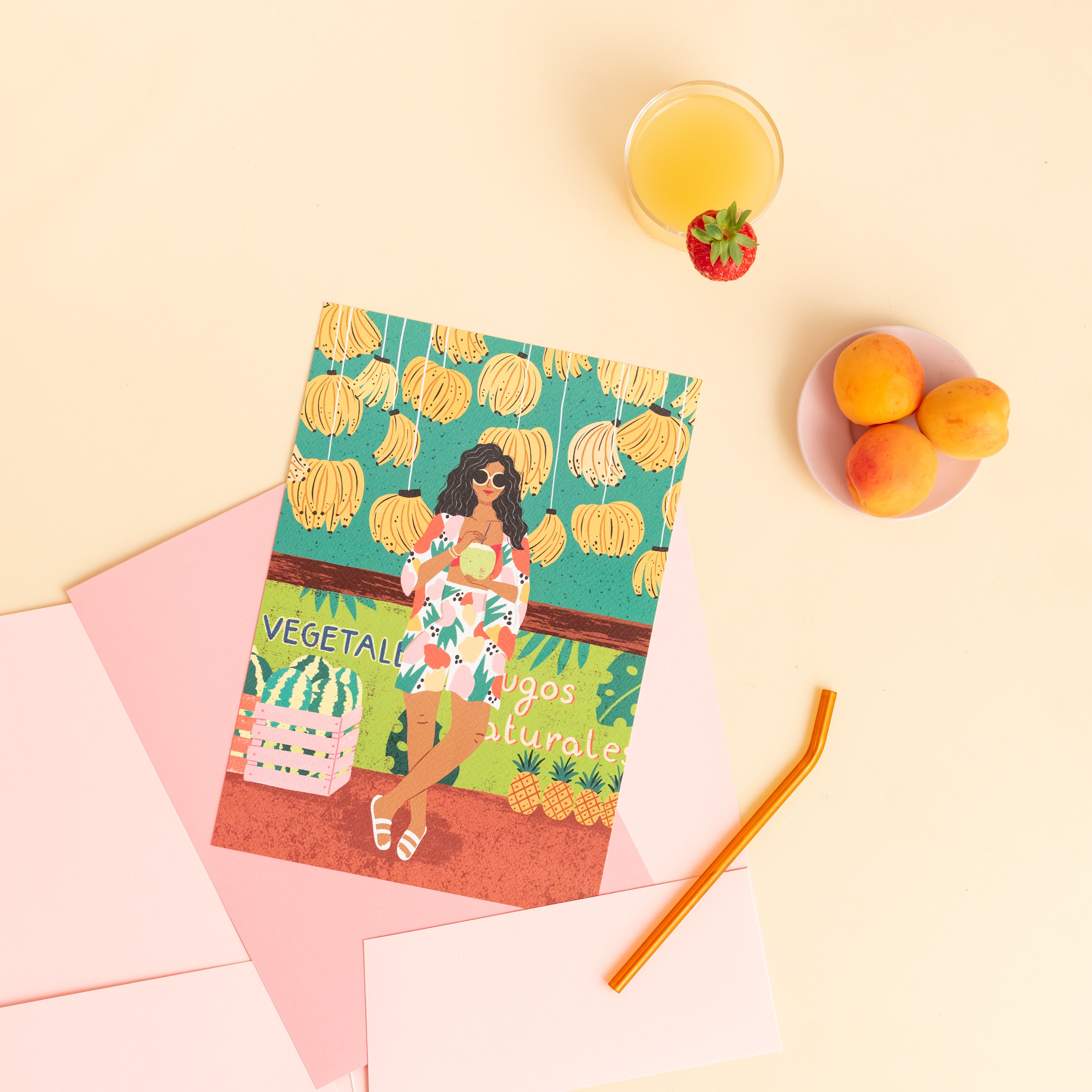 Tropical Fruit Lady Art Print