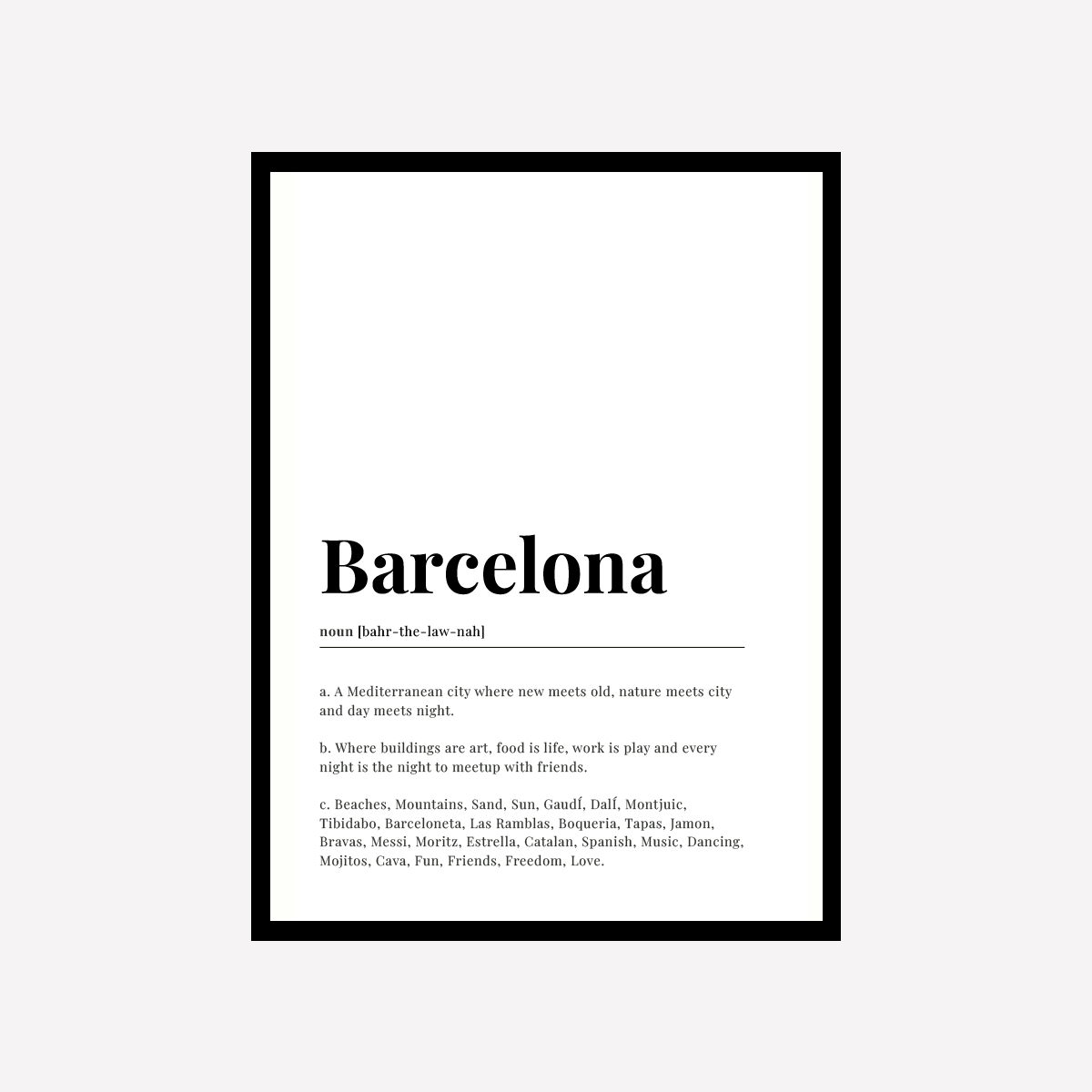 Barcelona English Dictionary Art Print