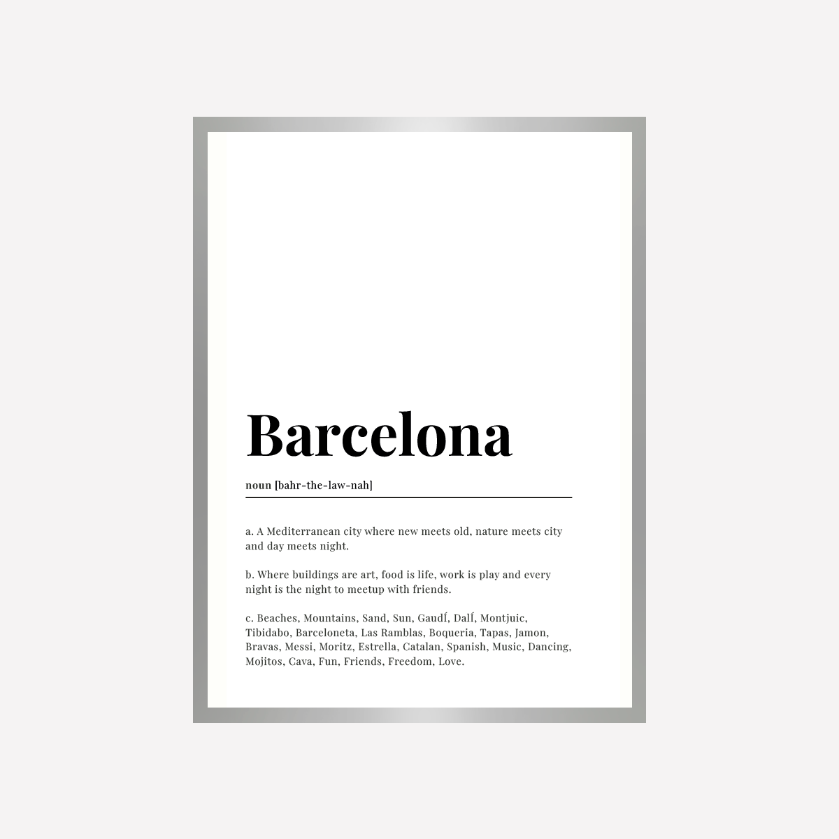 Barcelona English Dictionary Art Print