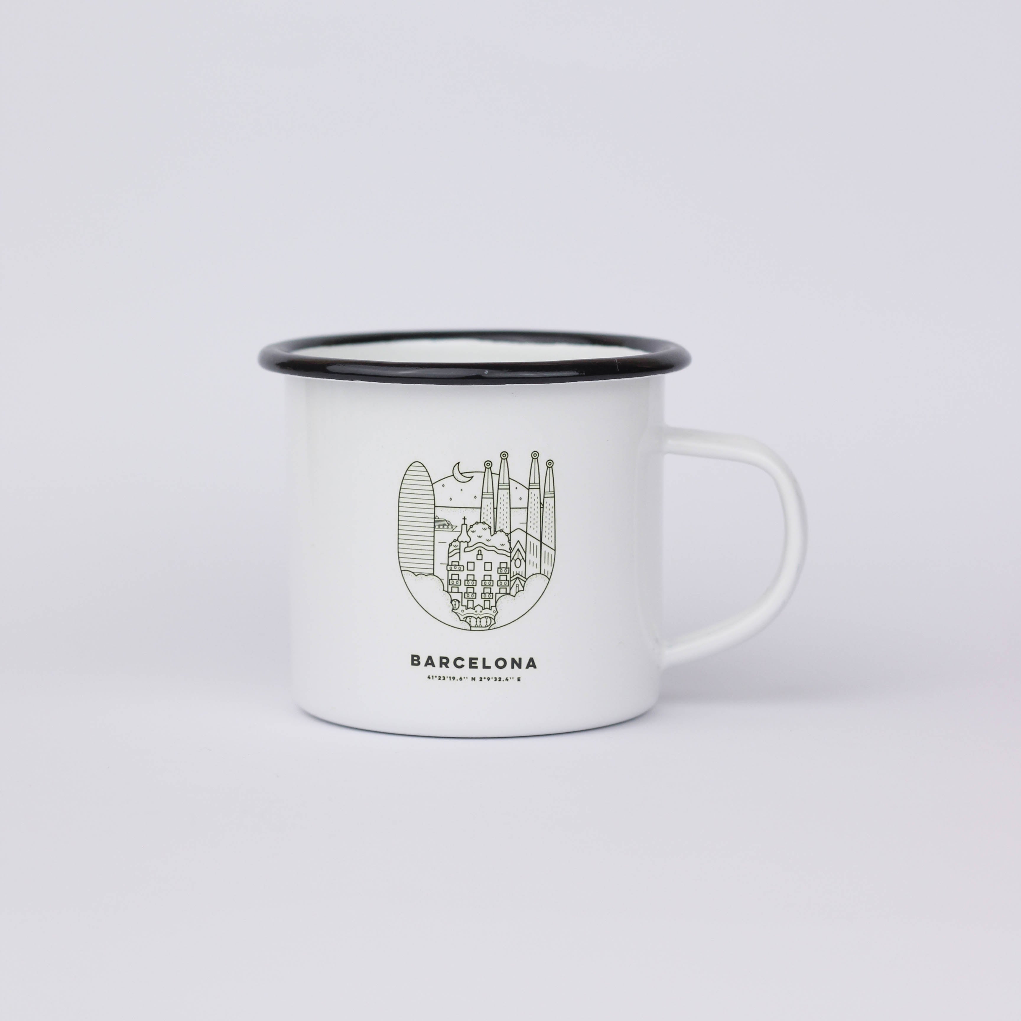 Barcelona Cityscape Enamel Mug