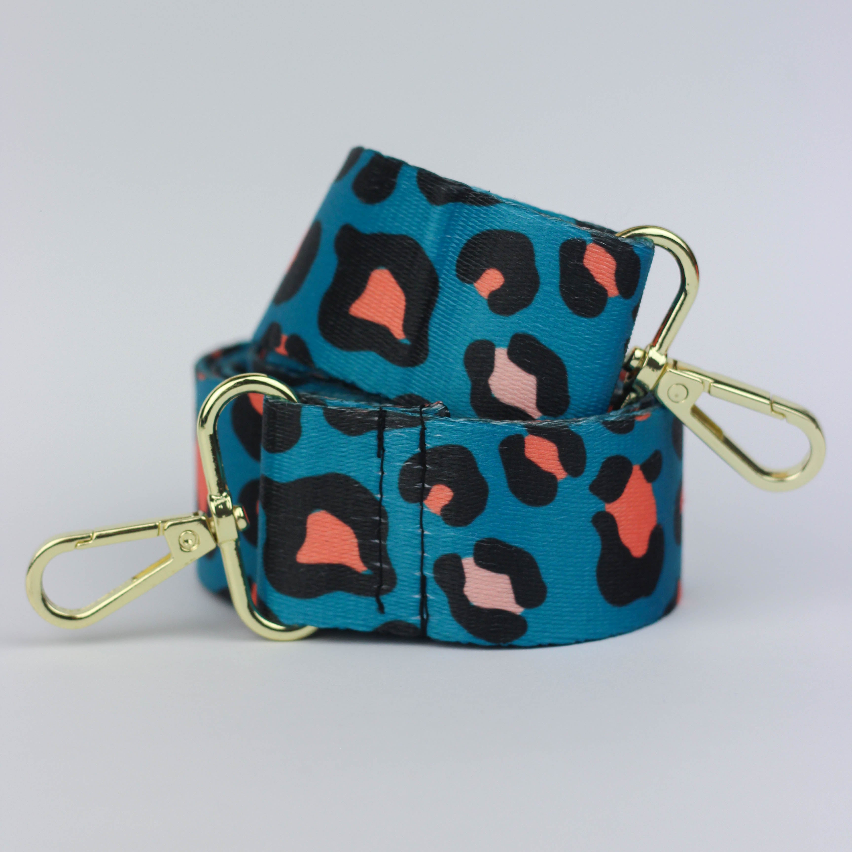 Blue Leopard Bag Strap