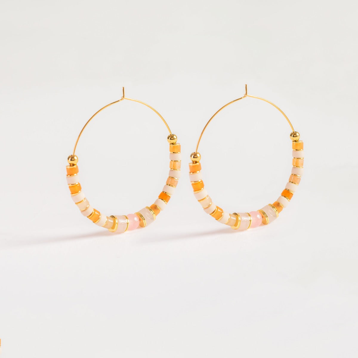 Pendientes Aros Piedras Naranjas Gold