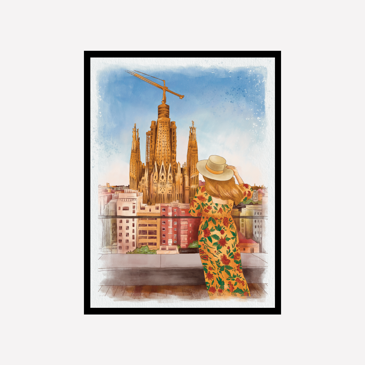 Observando Sagrada Familia Art Print