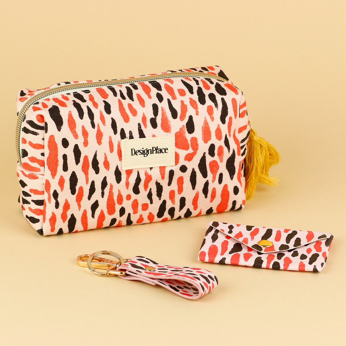 Pink Leopard Cotton Pouch Medium