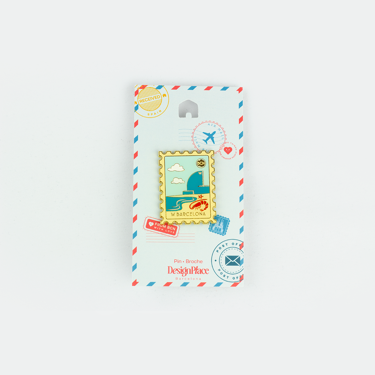 W Barcelona Stamp Pin