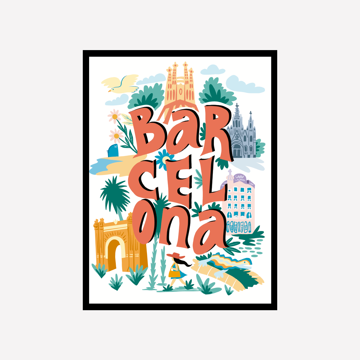 Barcelona Lettering Grafico Art Print