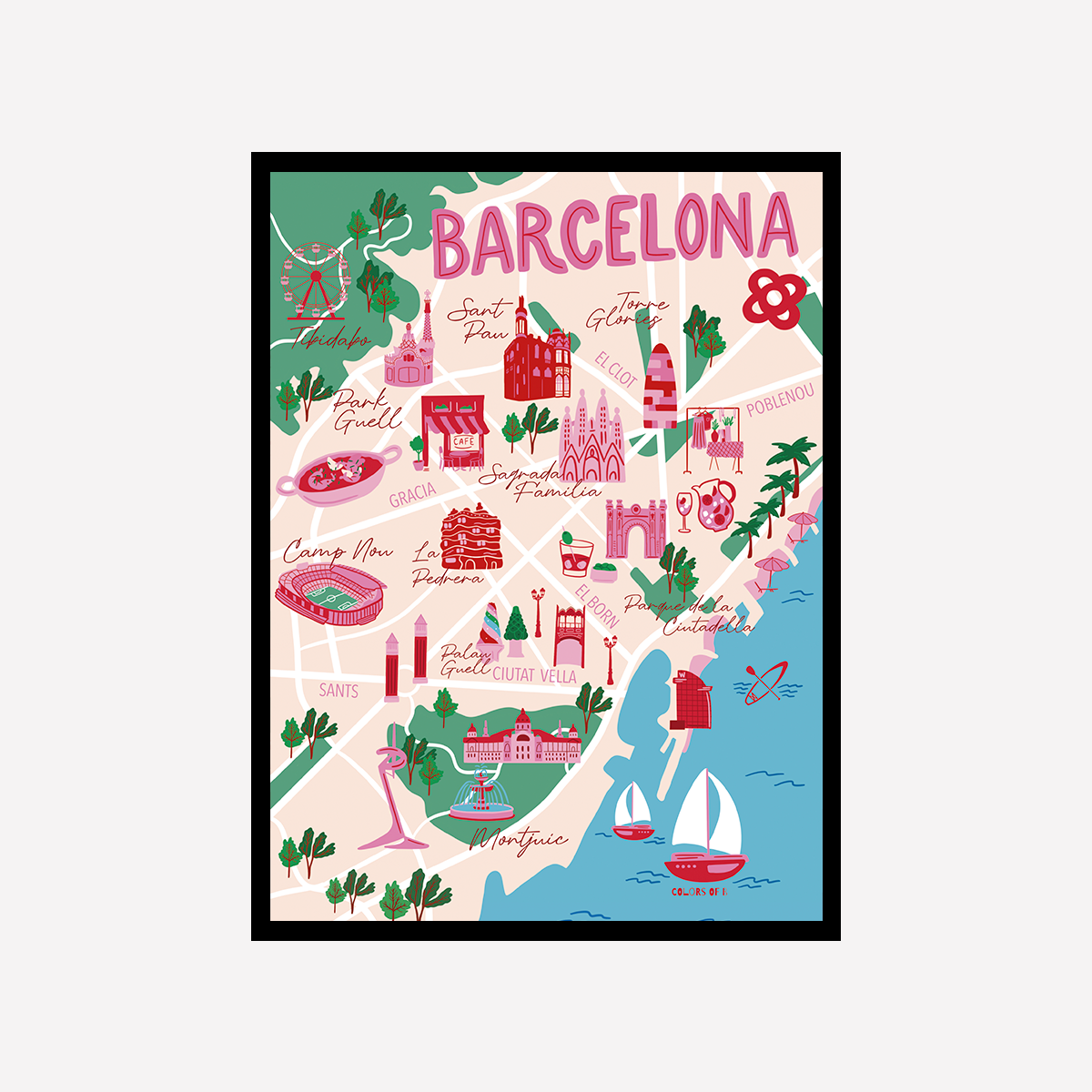 Mapa BCN Ilustrado Art Print