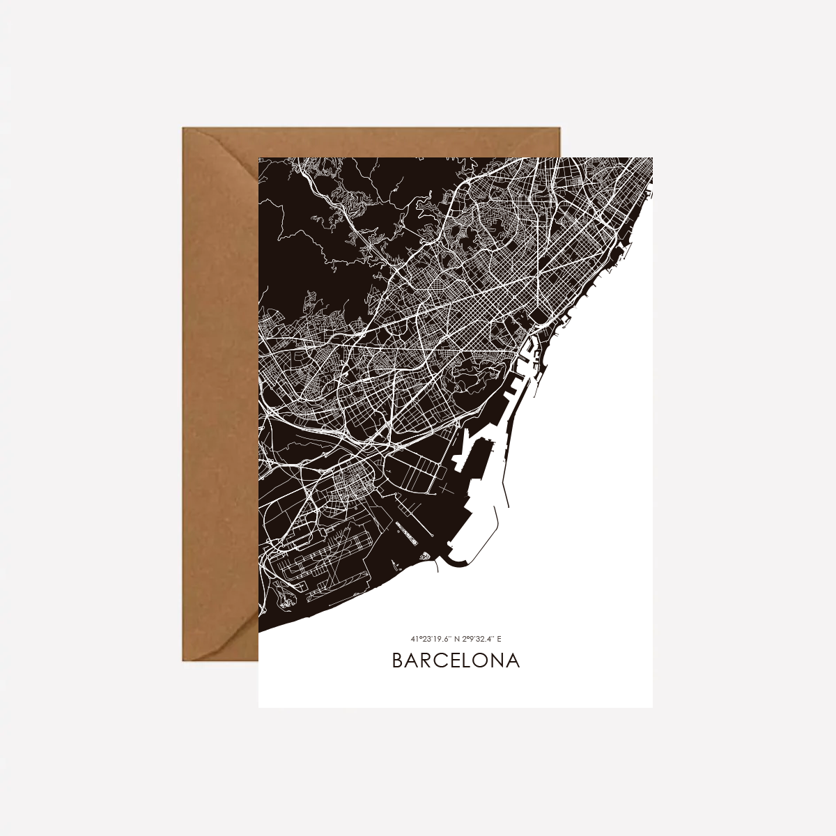 Black & White Map Barcelona Tarjeta de Felicitaciones