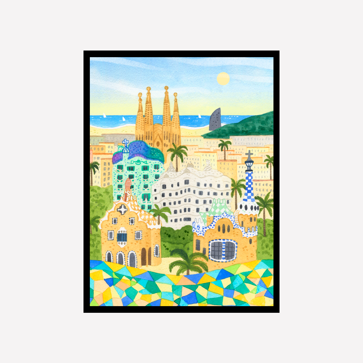 Barcelona City Art Print