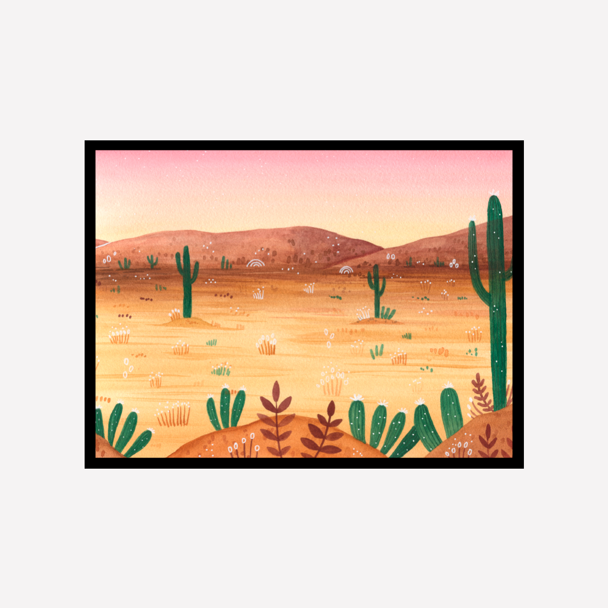 Sunset Cactus Art Print