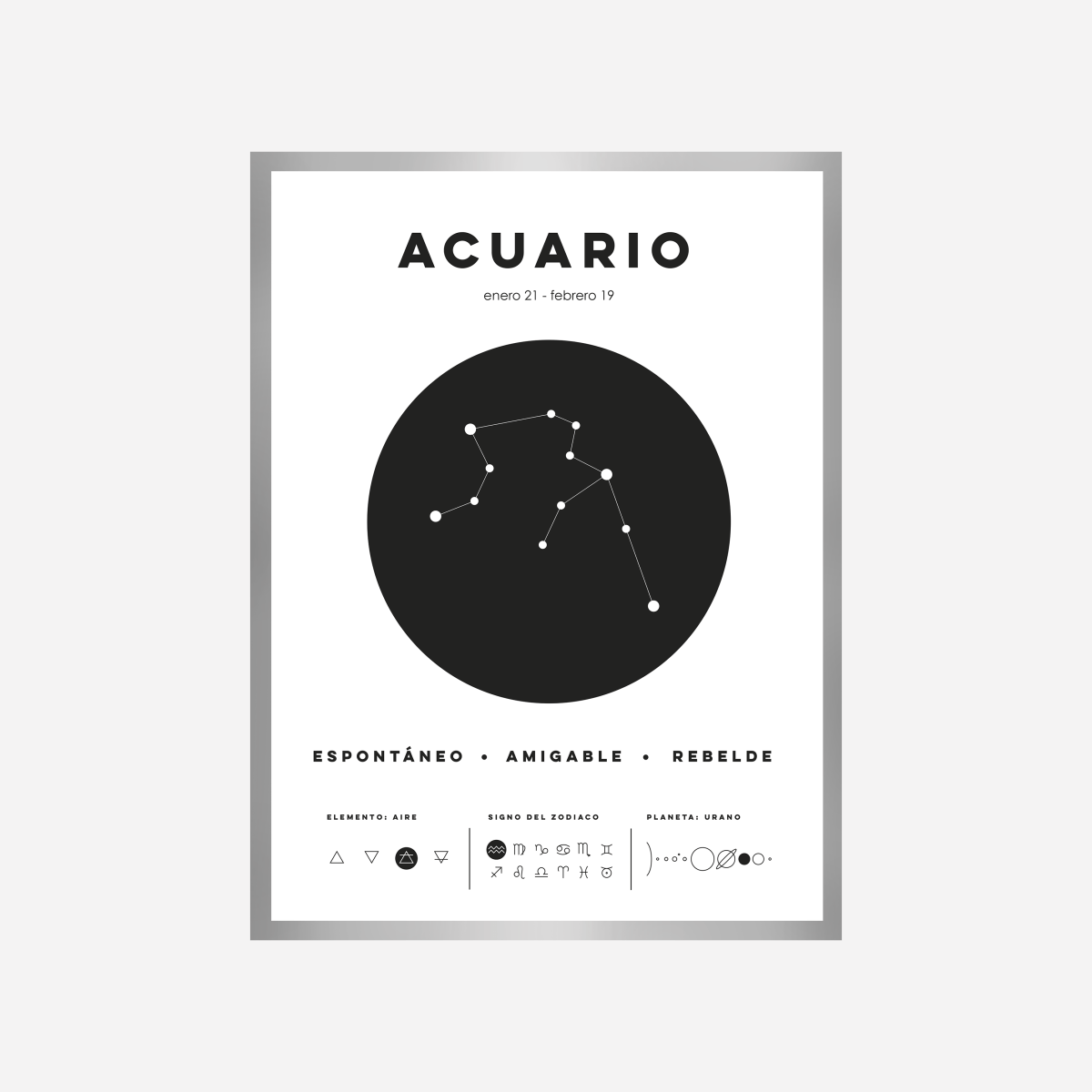 Acuario Zodiac Sign Art Print - DesignPlace