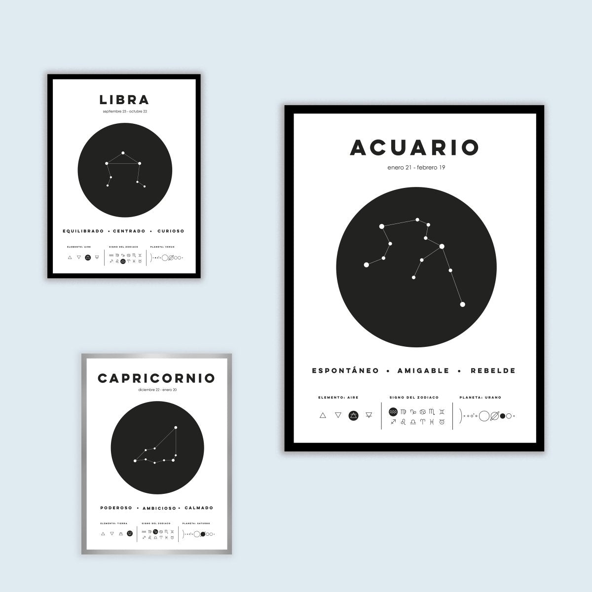 Acuario Zodiac Sign Art Print - DesignPlace