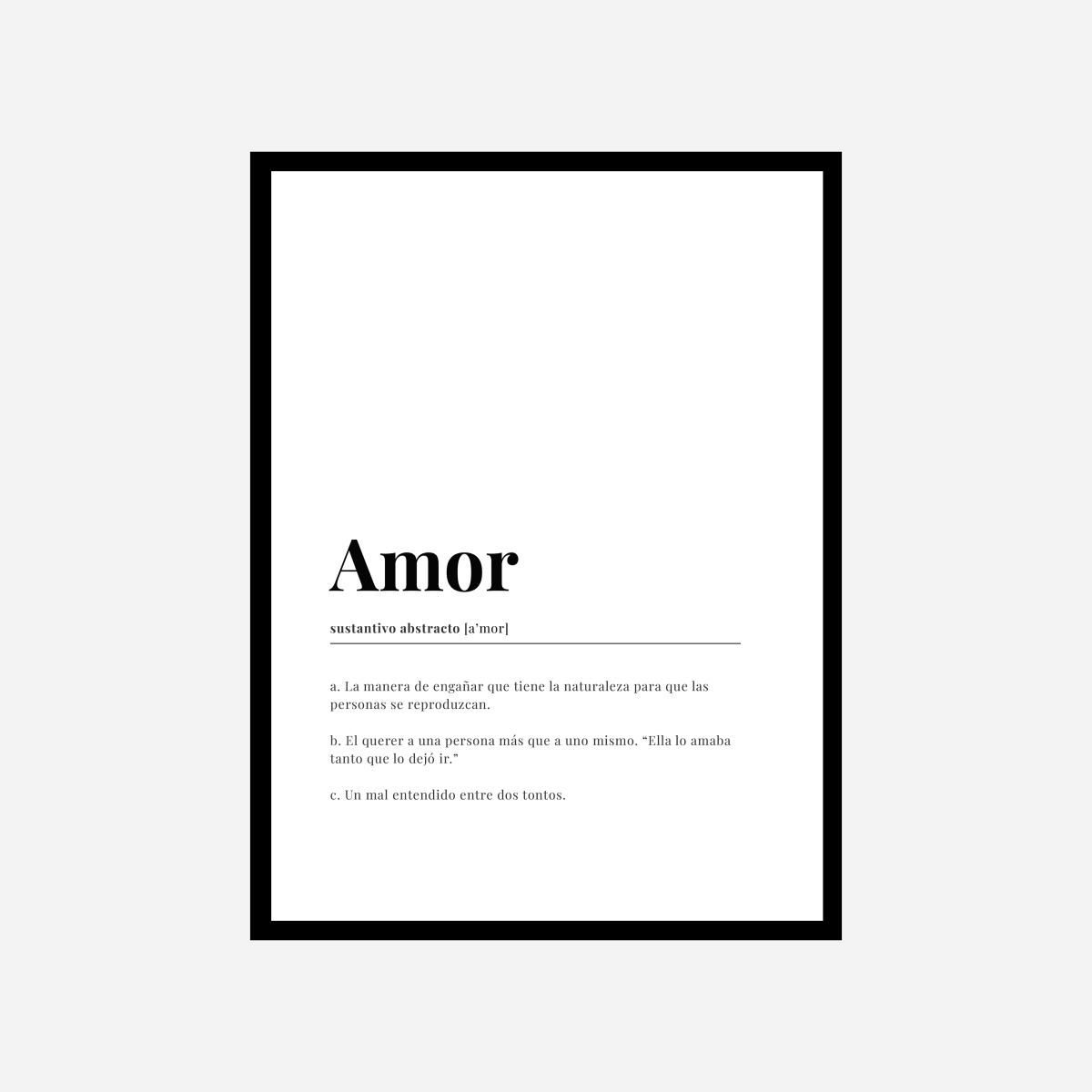 Amor Spanish Dictionary Art Print - DesignPlace