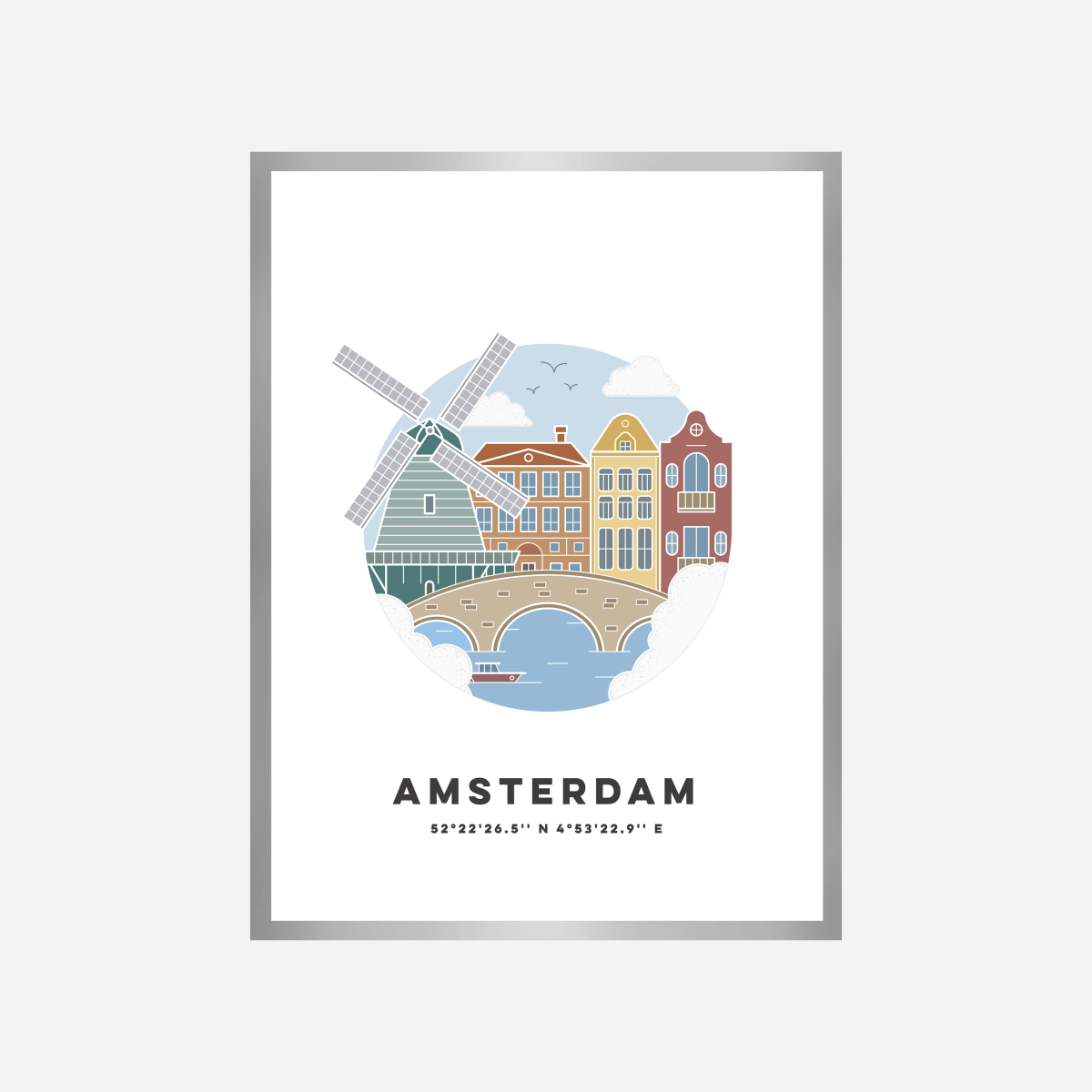 Amsterdam Cityscape Colour Art Print - DesignPlace