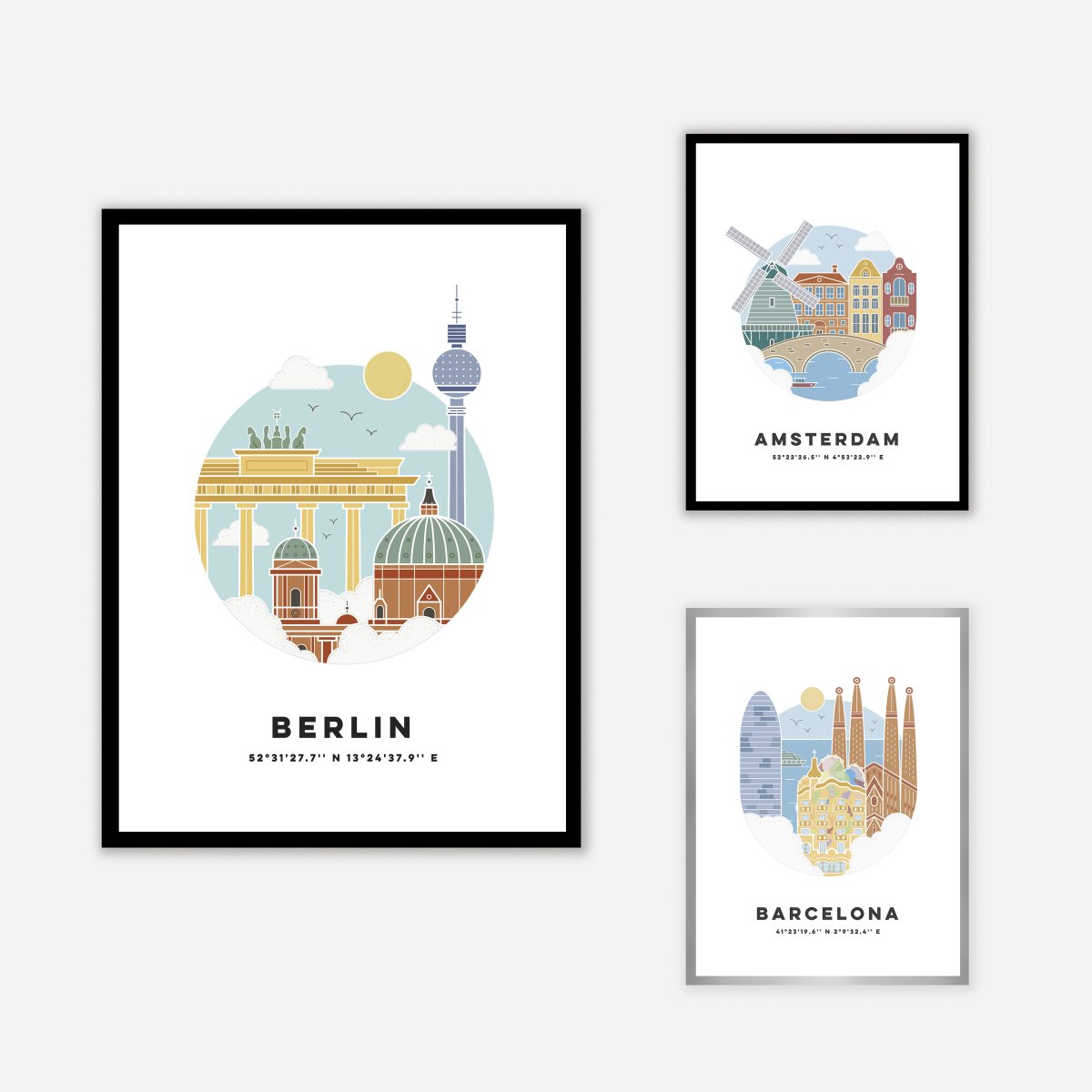 Amsterdam Cityscape Colour Art Print - DesignPlace