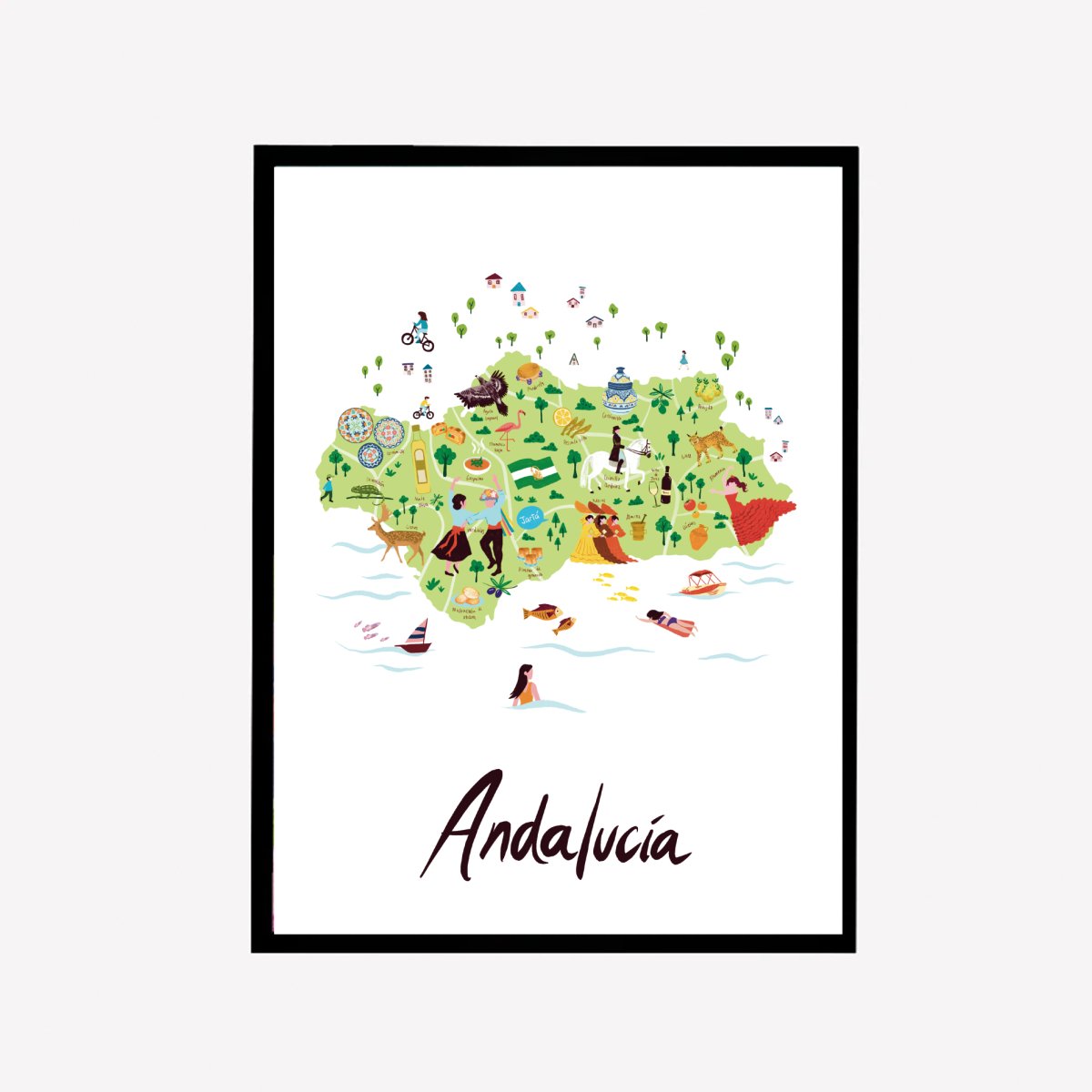 Andalucía Illustrated Map Art Print - DesignPlace