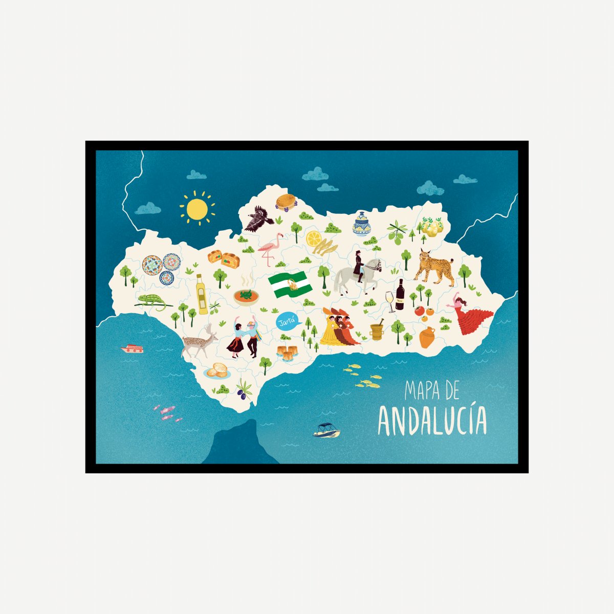 Andalucía Mapa Art Print - DesignPlace