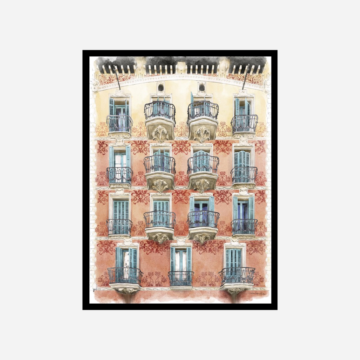 Balcones de Barcelona Amanecer Art Print - DesignPlace