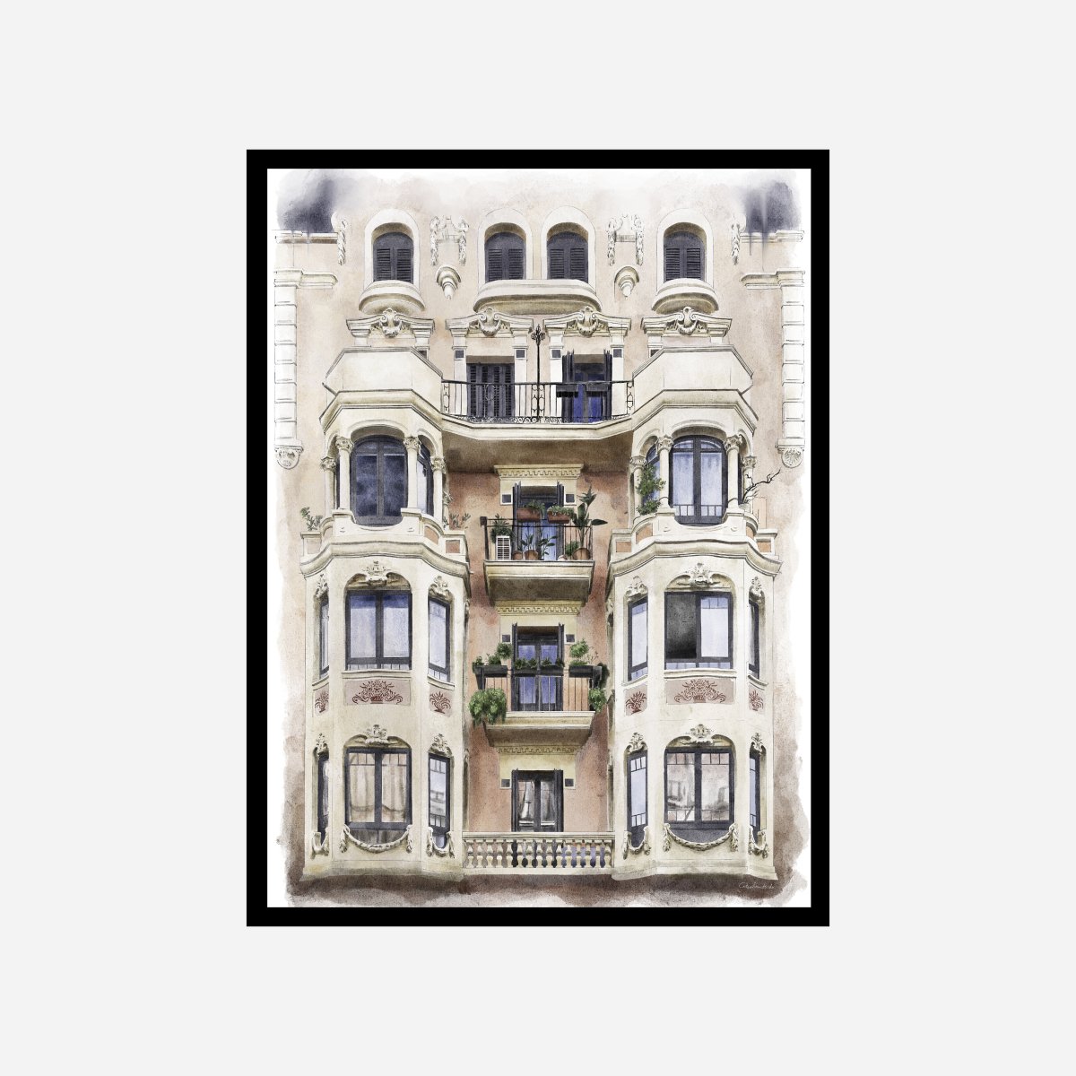 Balcones de Barcelona Crema Art Print - DesignPlace