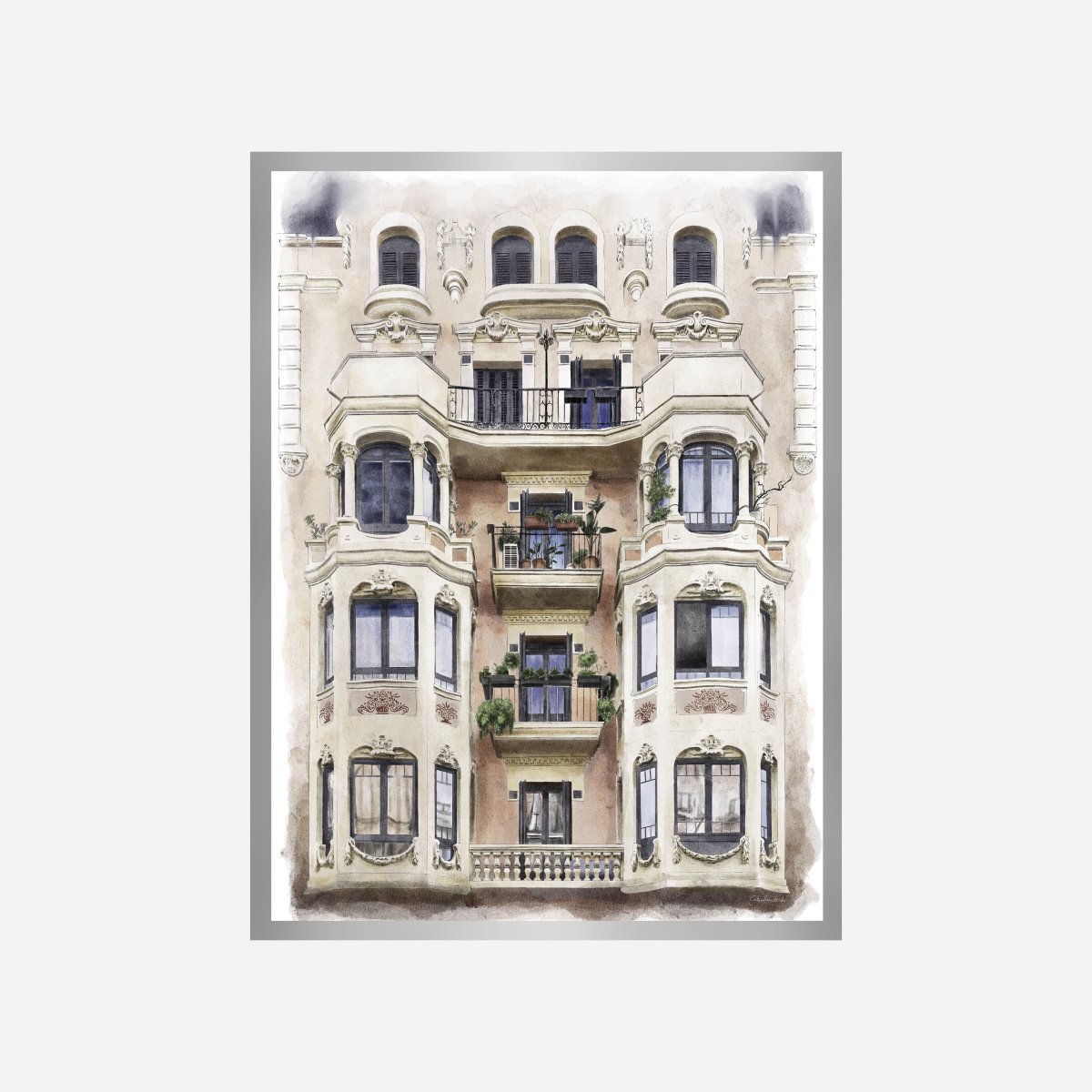 Balcones de Barcelona Crema Art Print - DesignPlace