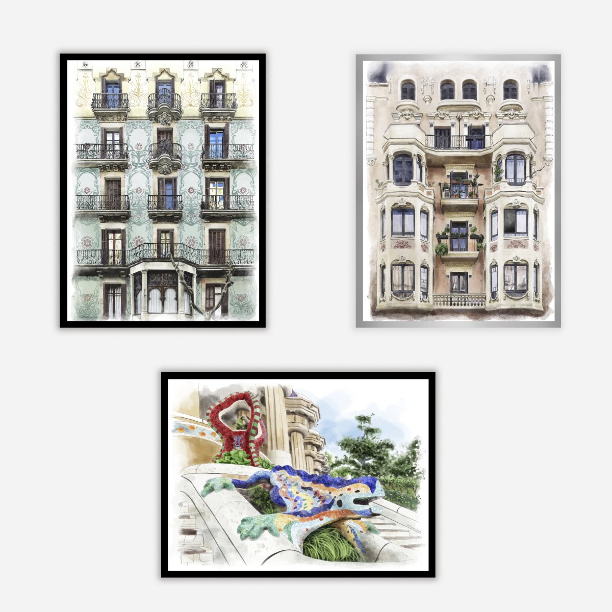 Balcones de Barcelona Crema Art Print - DesignPlace