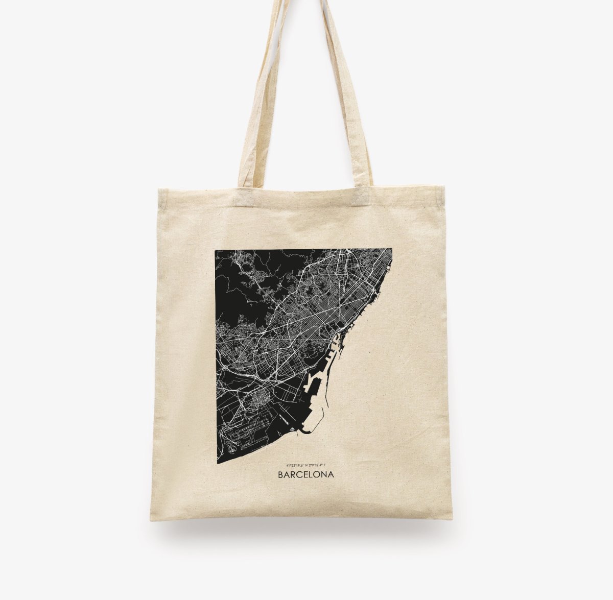 Barcelona B&W Map Tote Bag - DesignPlace