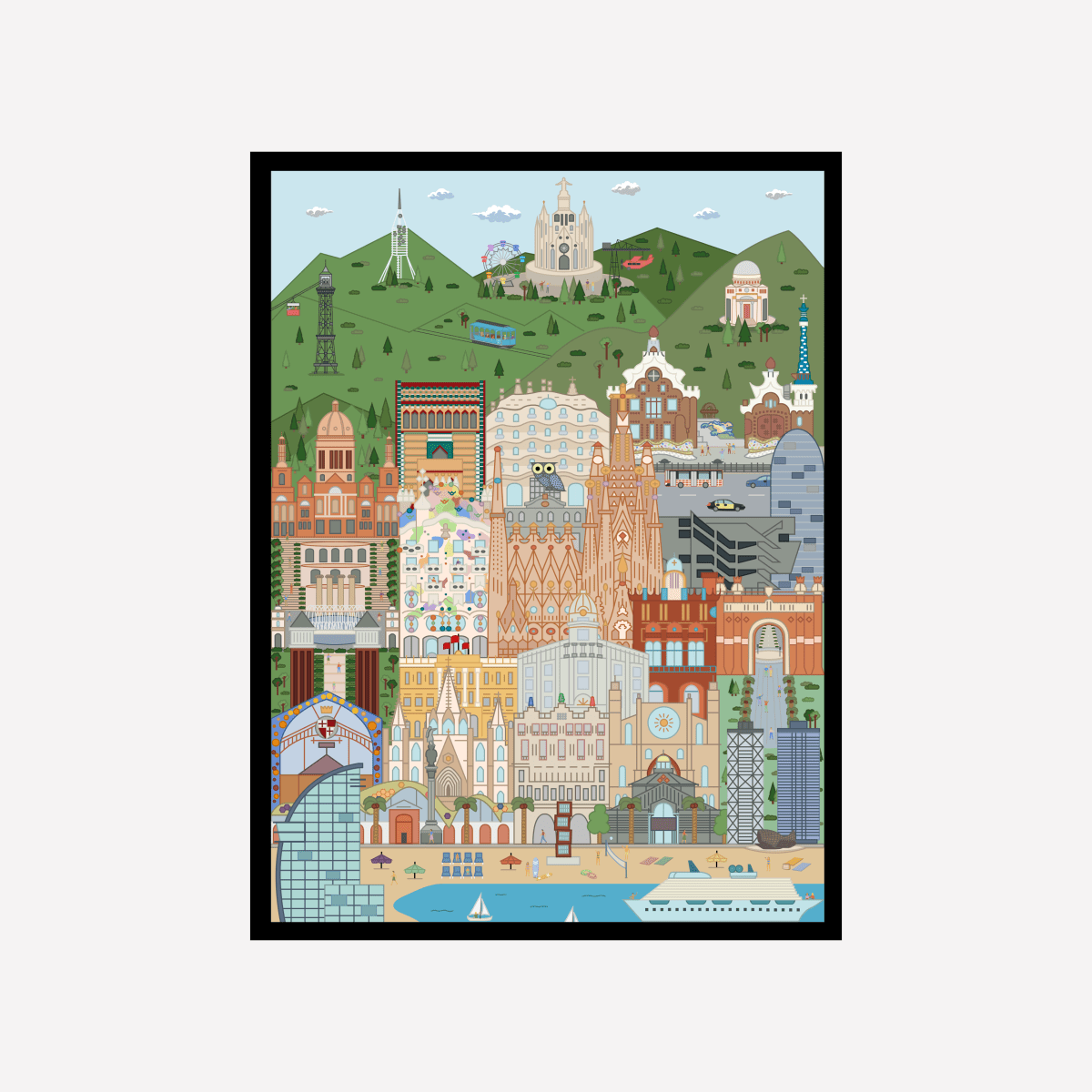 Barcelona City Graphic Wall Art - DesignPlace