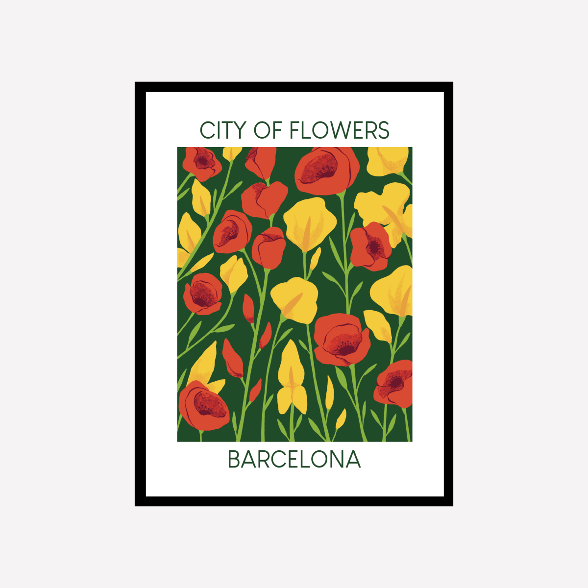 Barcelona City of Flowers Art Print - DesignPlace