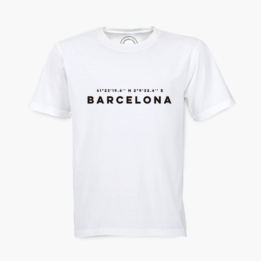 Barcelona Coordenadas Hombre Camiseta - DesignPlace