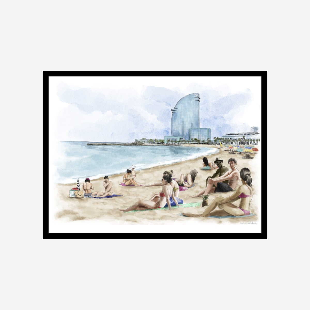 Barcelona Playa Art Print - DesignPlace