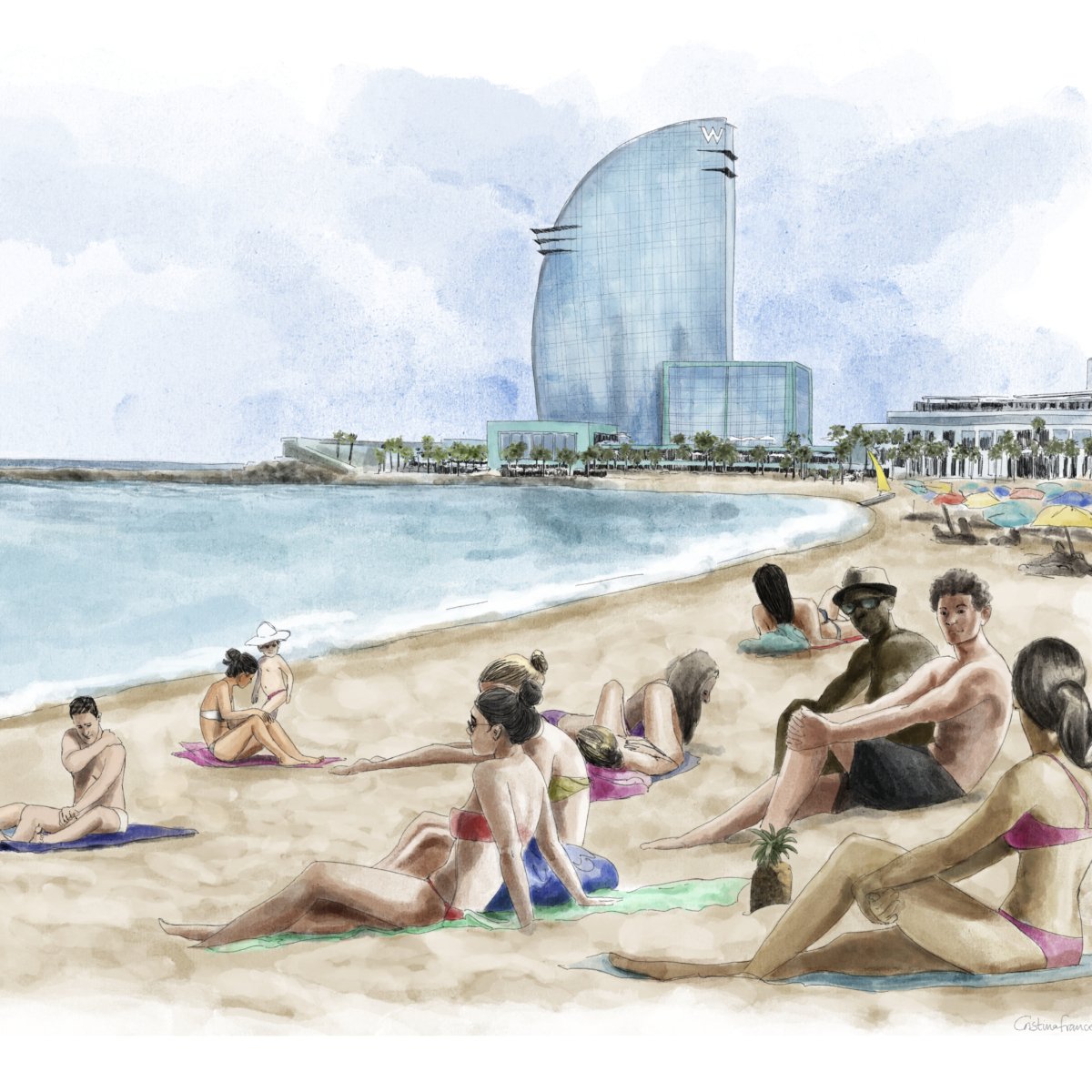 Barcelona Playa Art Print - DesignPlace