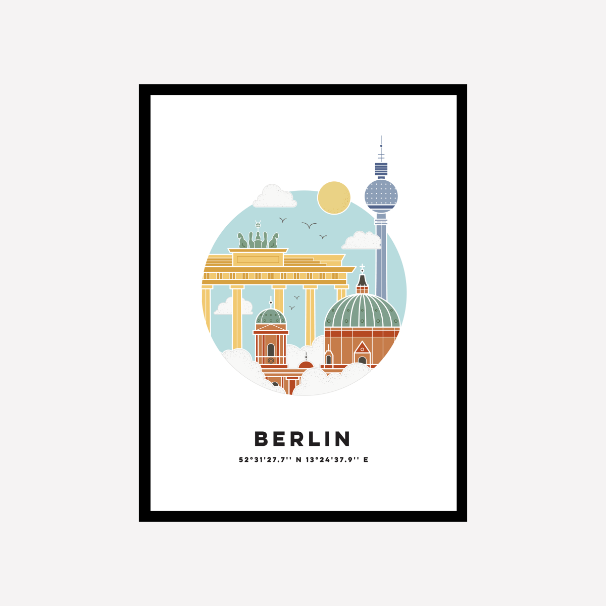 Berlin Cityscape Colour Art Print - DesignPlace