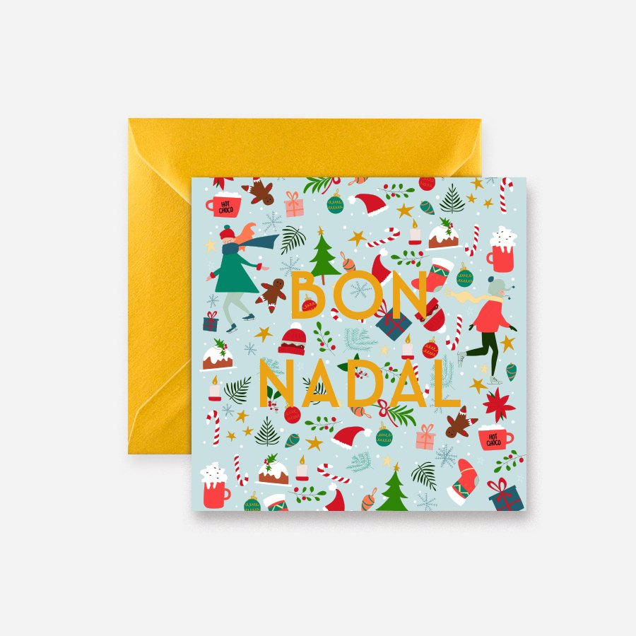 Bon Nadal Pattern CAT Tarjeta - DesignPlace