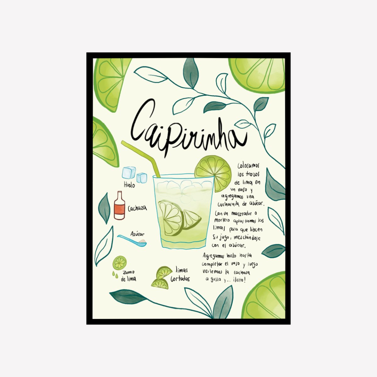 Caipirinha Receta Art Print - DesignPlace