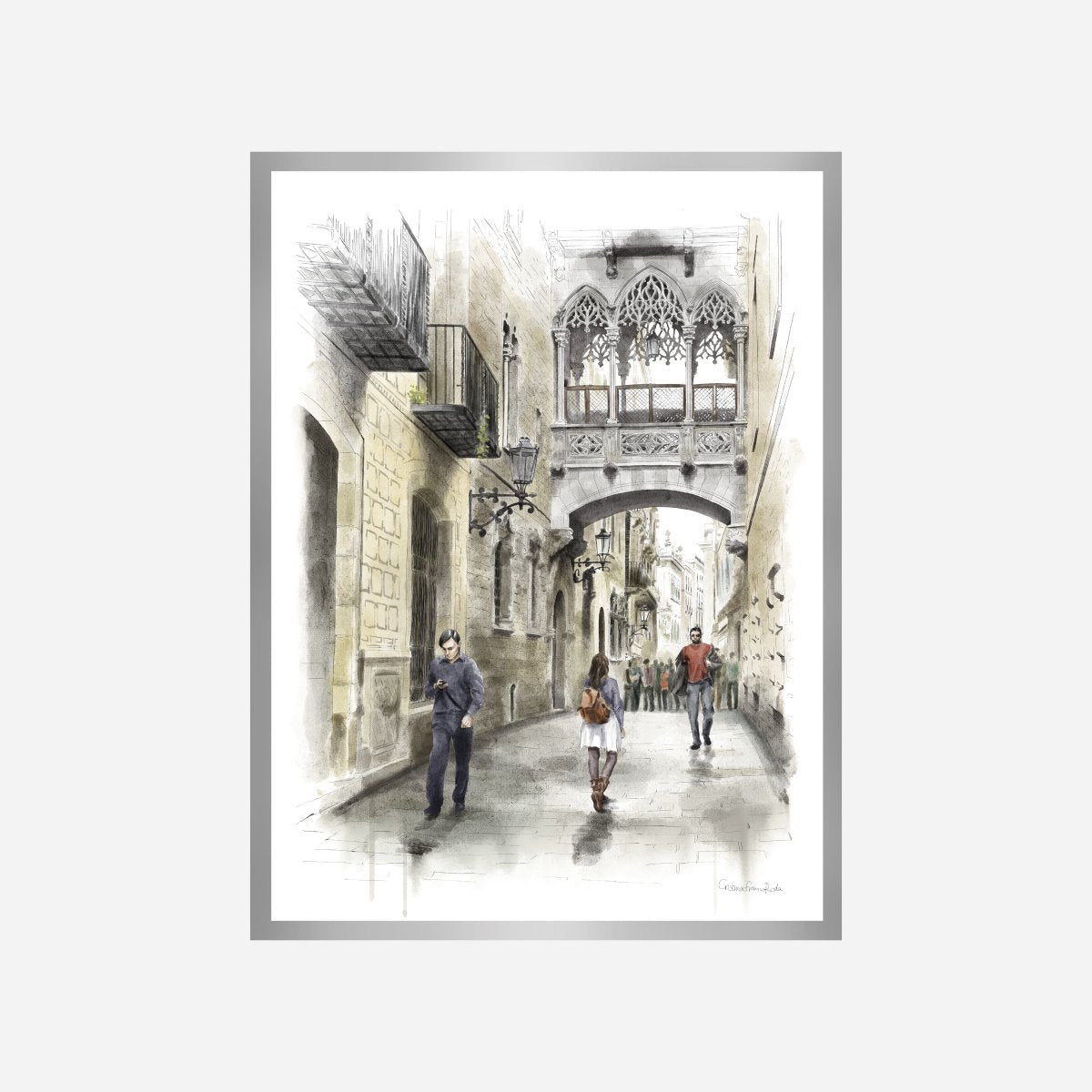 Carrer del Bisbe de día Art Print - DesignPlace