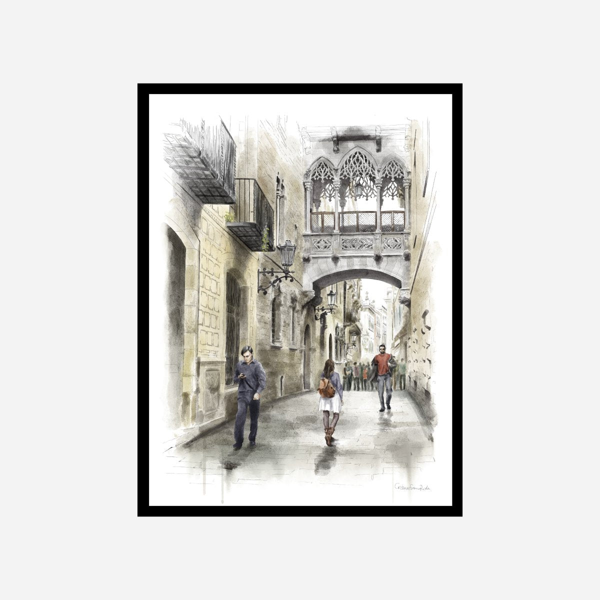 Carrer del Bisbe de día Art Print - DesignPlace